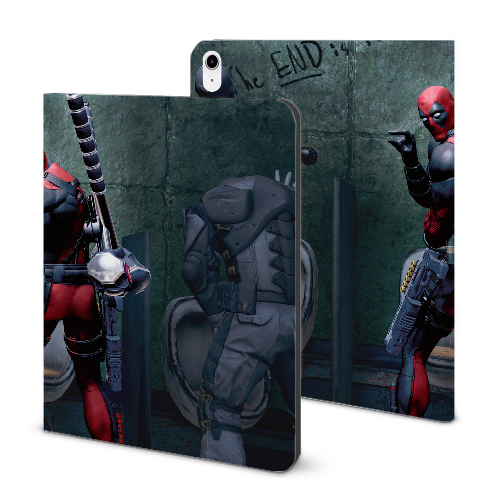 （画像用） Deadpool デッドプール IPad ケース ブック型 PUレザー TPU 耐衝撃 軽量 薄型 ペン収納なし 全面保護 IPad 各モデル対応